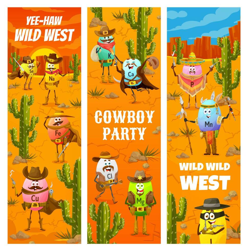 selvagem oeste festa ocidental desenho animado vaqueiro, xerife vetor