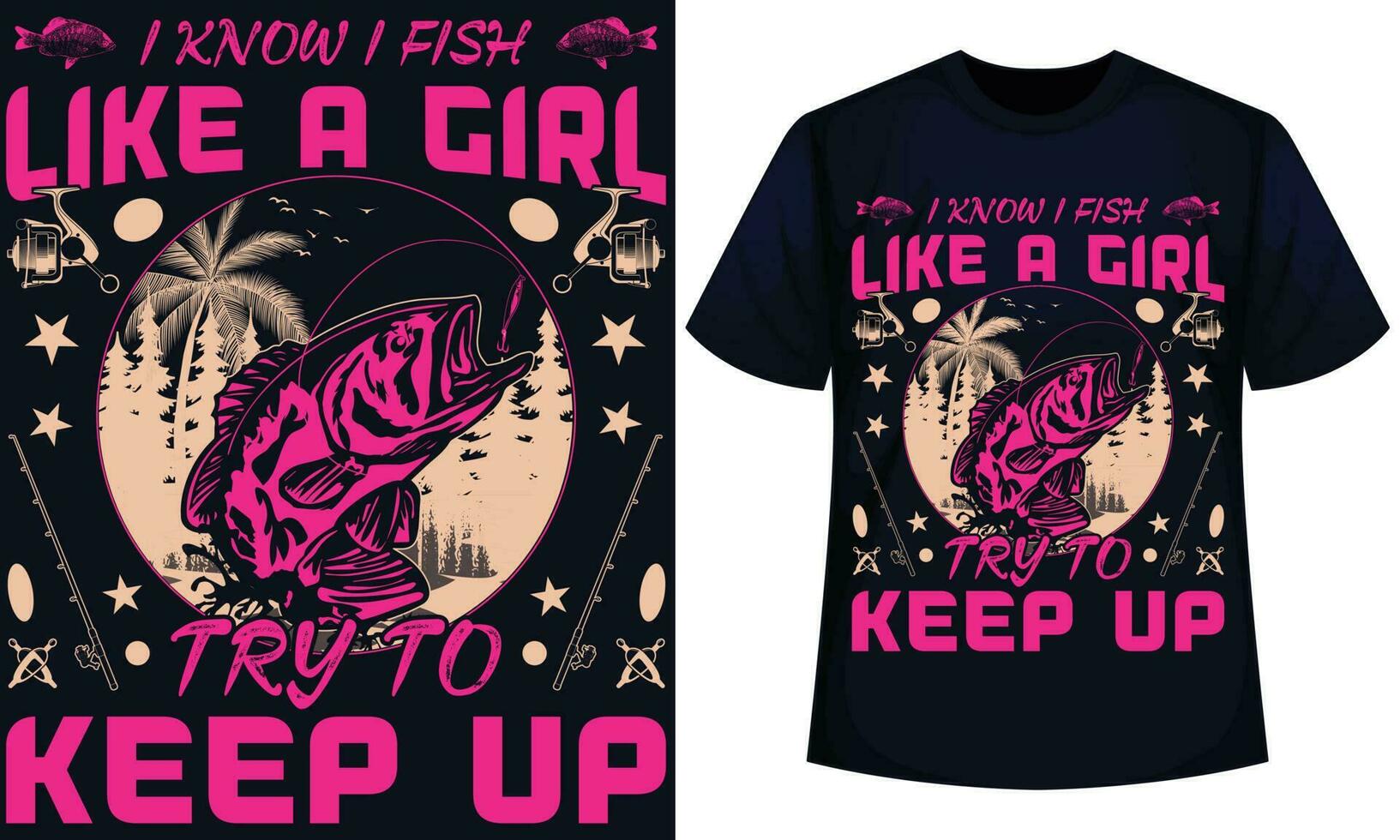 Eu conhecer Eu peixe gostar uma menina experimentar para manter acima, pescaria t camisa Projeto vetor