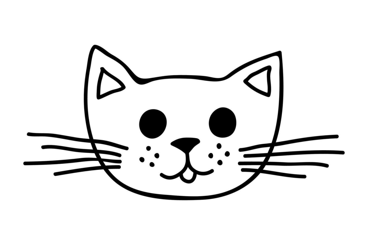 mão desenhado gato focinho clipart. fofa animal face rabisco vetor