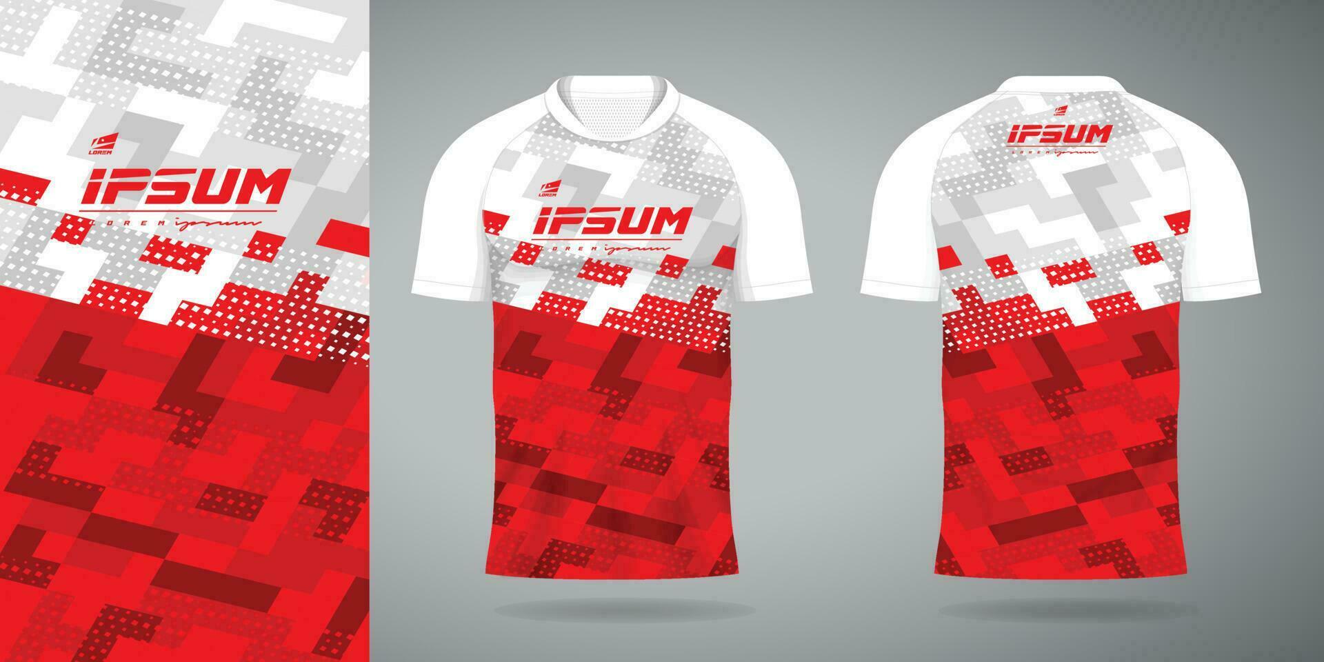 vermelho branco jérsei esporte uniforme camisa Projeto modelo vetor