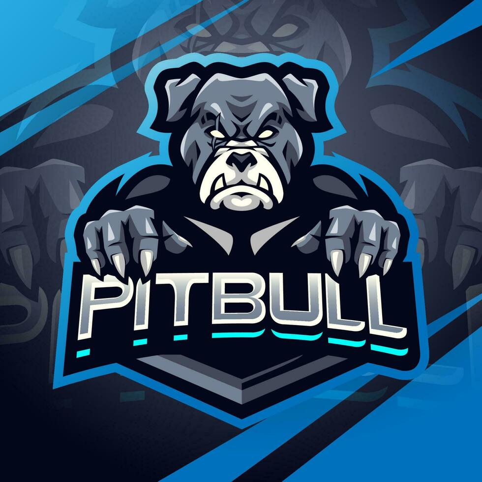 pitbull esport mascote logotipo Projeto vetor