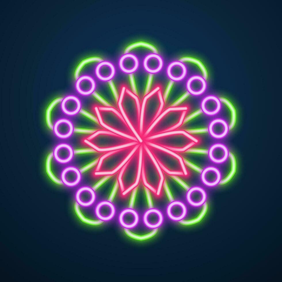 vetor de efeito neon de flor mandala