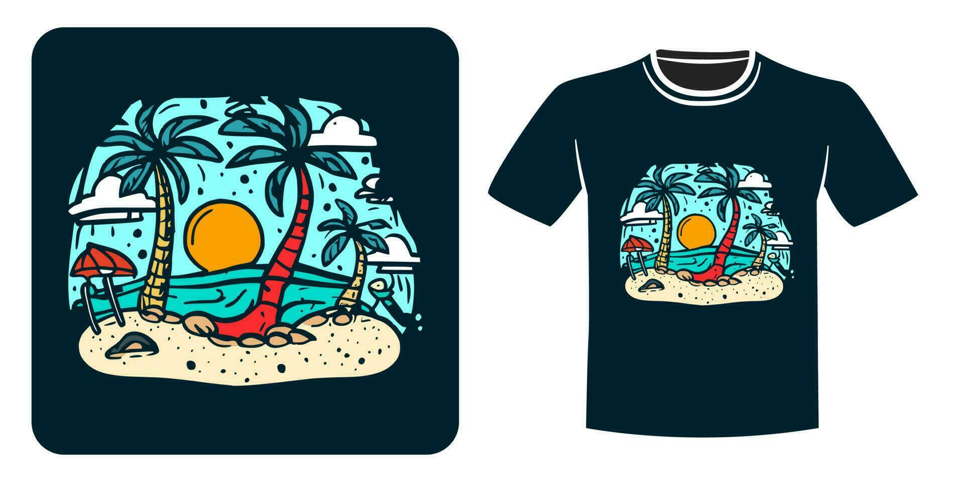 de praia Visão para camiseta impressão Projeto vetor