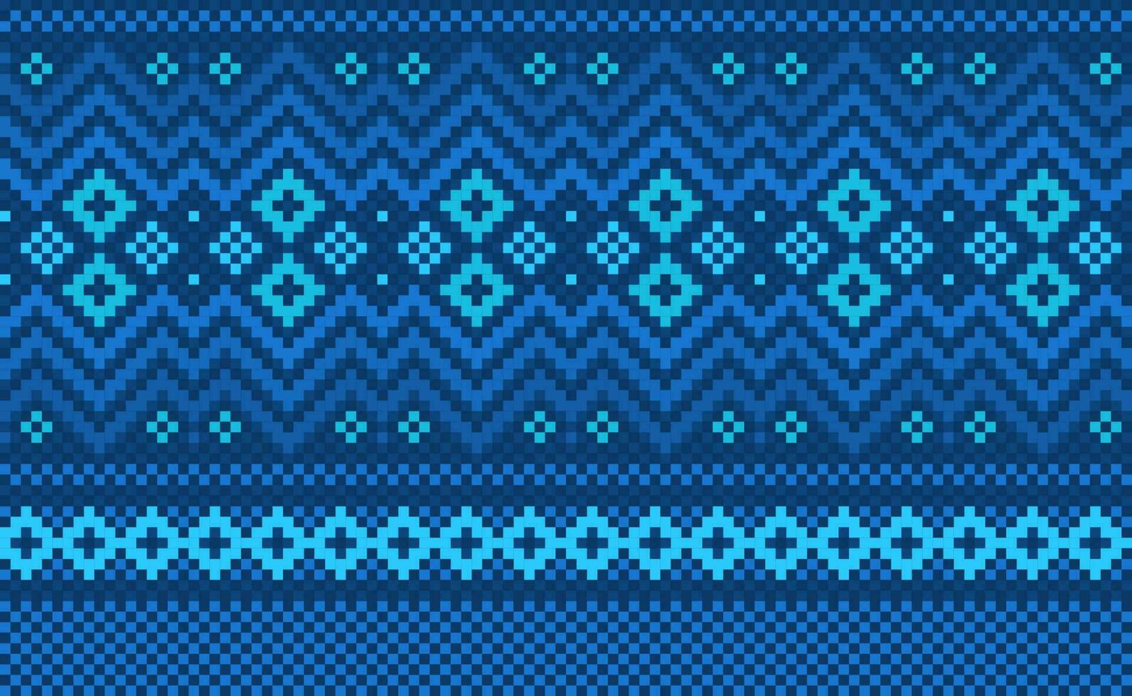 azul geométrico étnico padrão, vetor bordado tribal fundo, pixel moda abstrato estilo