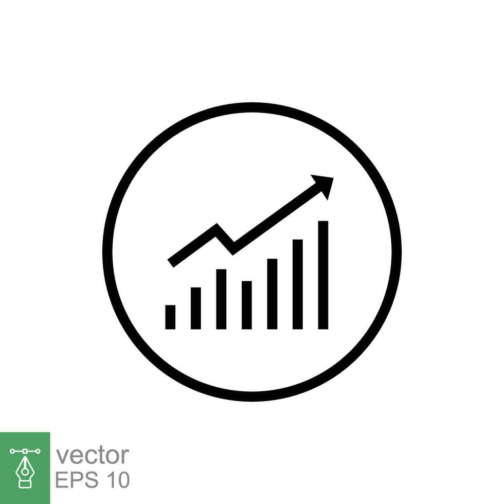 gráfico acima ícone. simples plano estilo. gráfico seta acima dentro círculo, crescimento, aumentar, o negócio conceito. linha símbolo. vetor símbolo ilustração isolado em branco fundo. eps 10.