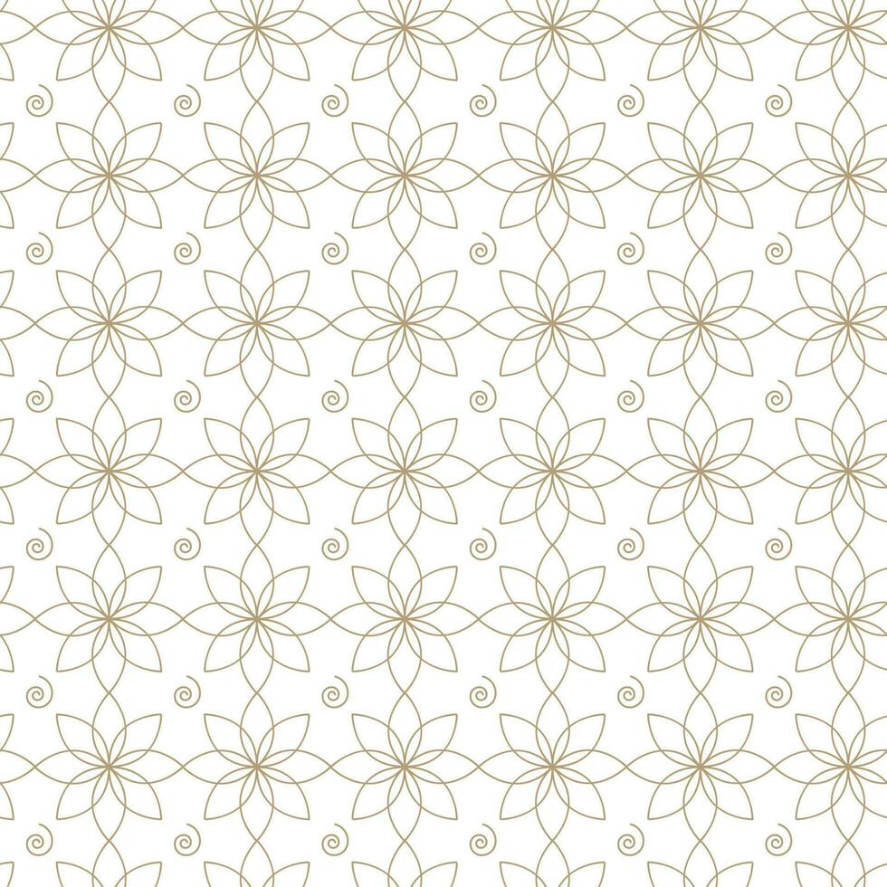 ilustração vetorial moderna sem costura. padrão de ouro linear em um fundo branco. padrão ornamental para folhetos, impressão, papel de parede, planos de fundo vetor