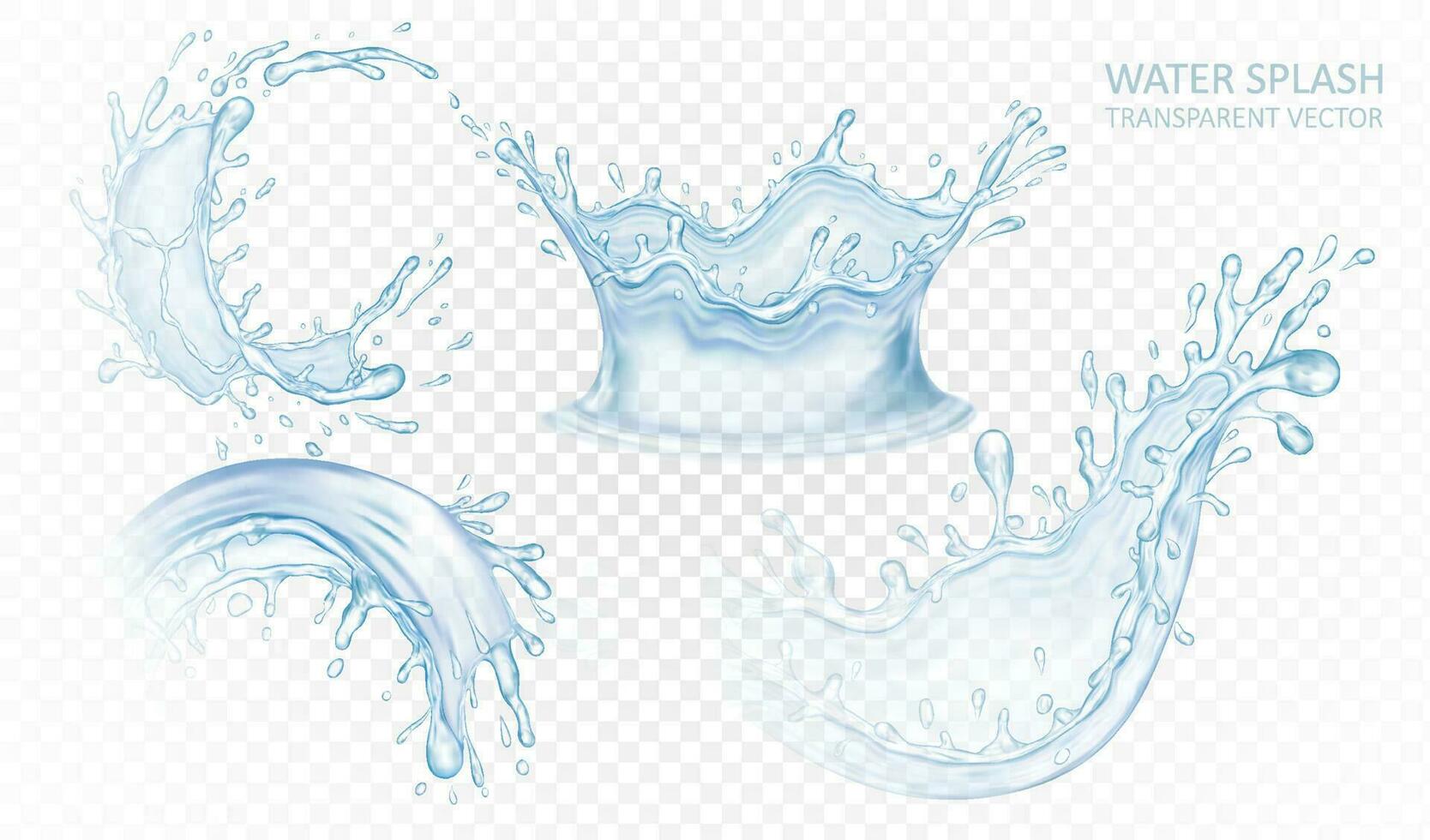 realista água respingo conjunto isolado. azul líquido ondas. vetor ilustração Projeto.