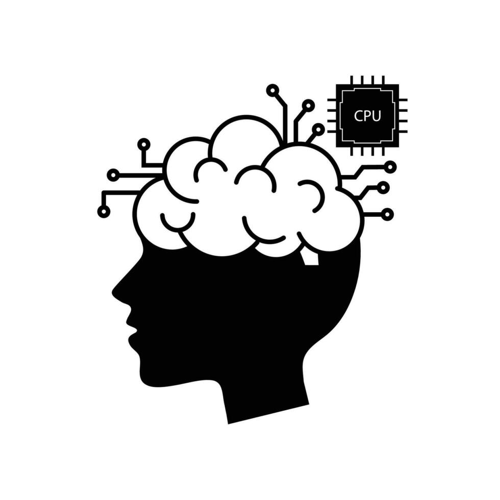 artificial inteligência ícone símbolo tecnologia sistema e artificial inteligência cabeça vetor