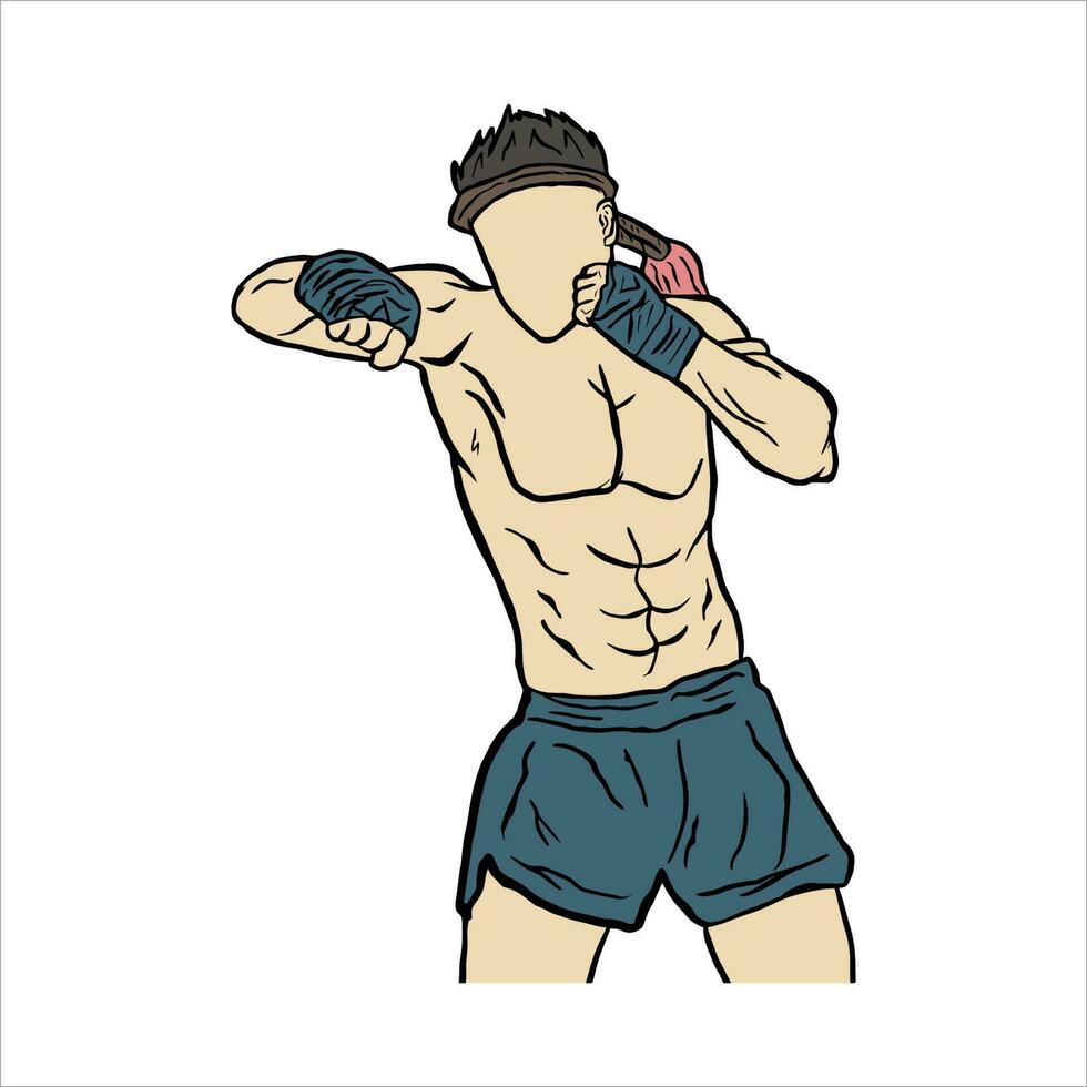 ilustração do uma muay tailandês lutador vetor