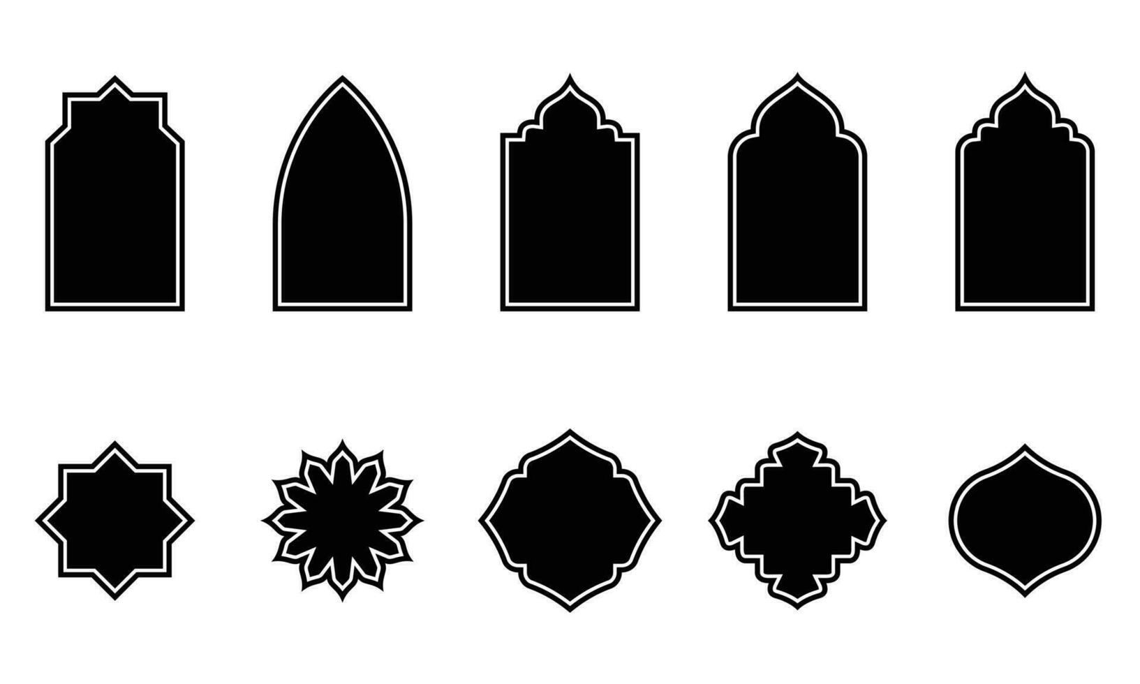 conjunto do islâmico forma ilustração. plano islâmico porta e árabe janela forma ilustração. muçulmano oriental formas Projeto para Ramadã. Boa para islâmico projeto, rótulo, sinal, adesivo vetor