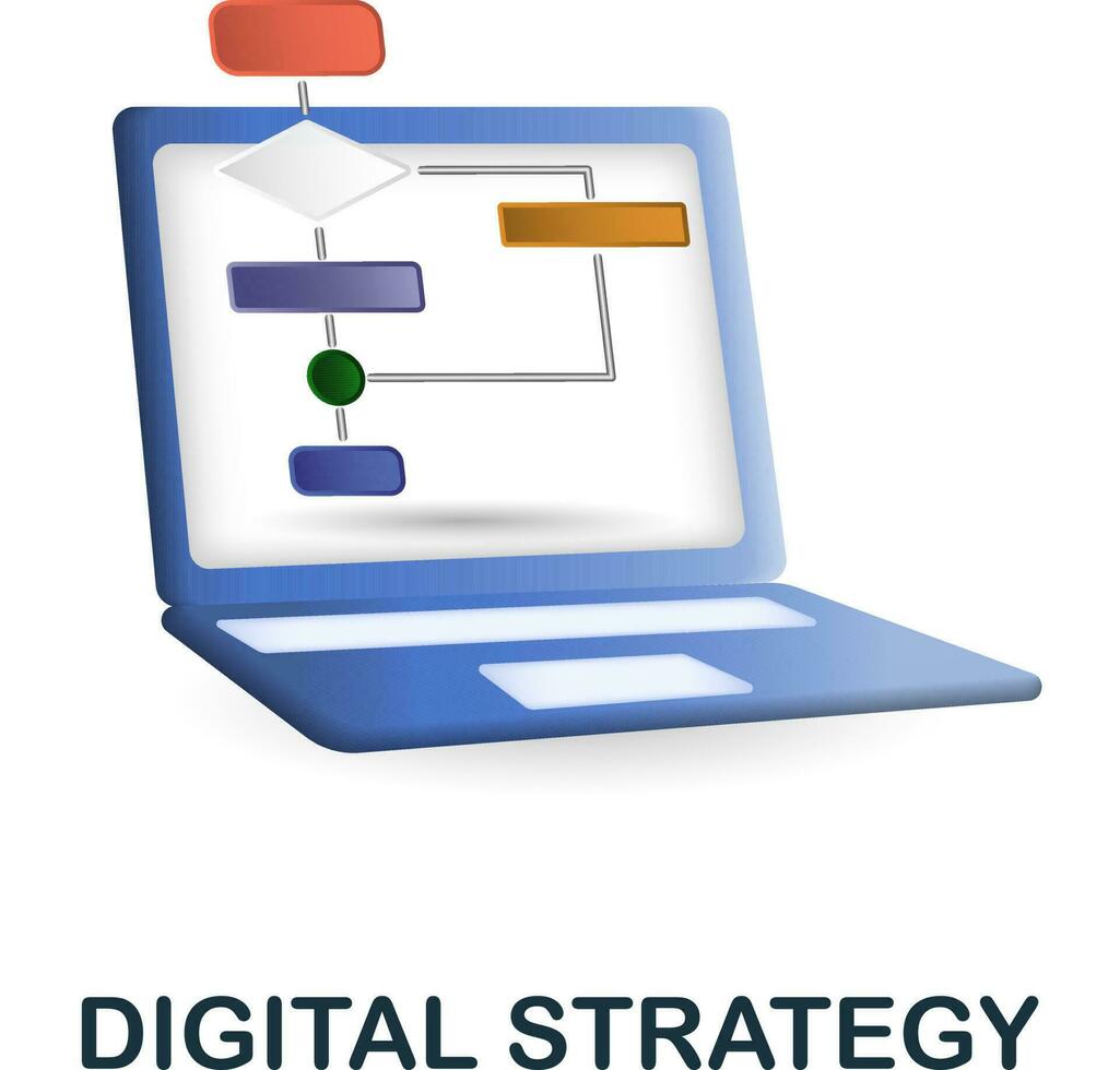 digital estratégia ícone. 3d ilustração a partir de conteúdo marketing coleção. criativo digital estratégia 3d ícone para rede projeto, modelos, infográficos e Mais vetor