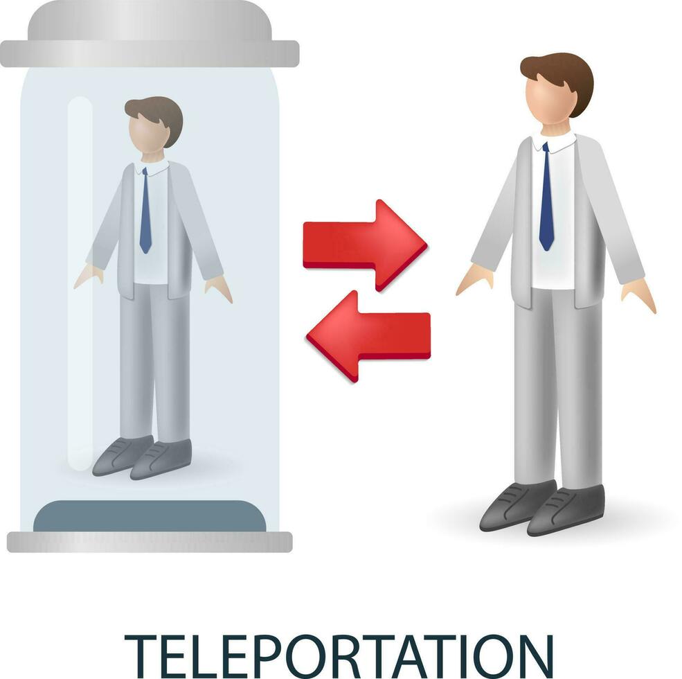 teletransporte ícone. 3d ilustração a partir de artificial inteligência coleção. criativo teletransporte 3d ícone para rede projeto, modelos, infográficos e Mais vetor