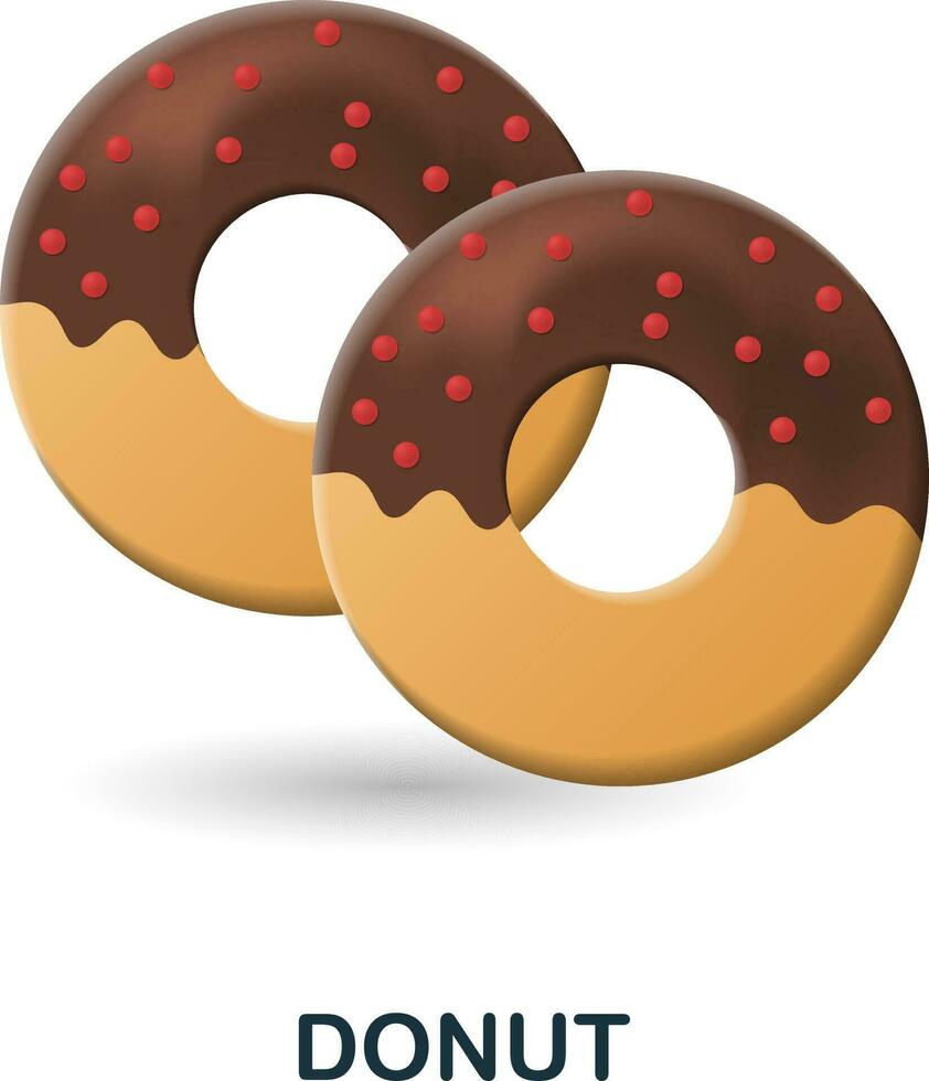 rosquinha ícone. 3d ilustração a partir de café coleção. criativo rosquinha 3d ícone para rede projeto, modelos, infográficos e Mais vetor