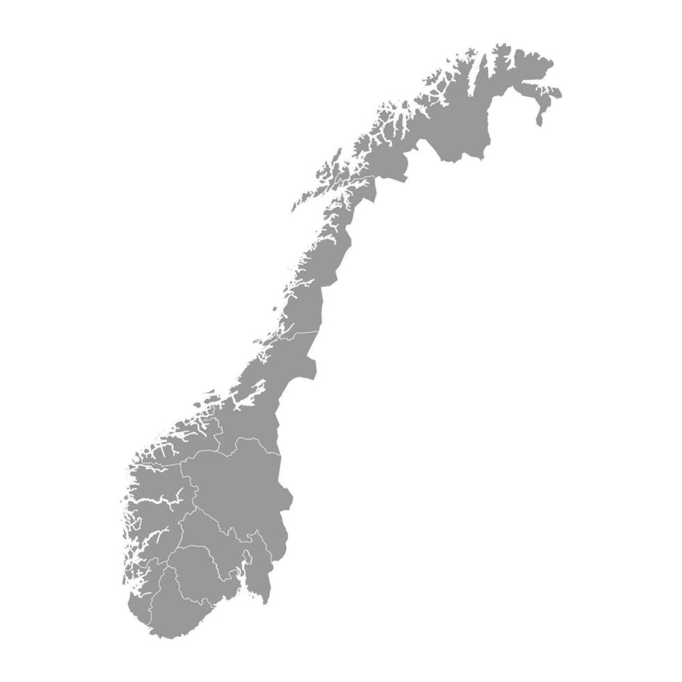 Noruega cinzento mapa com condado. vetor ilustração.