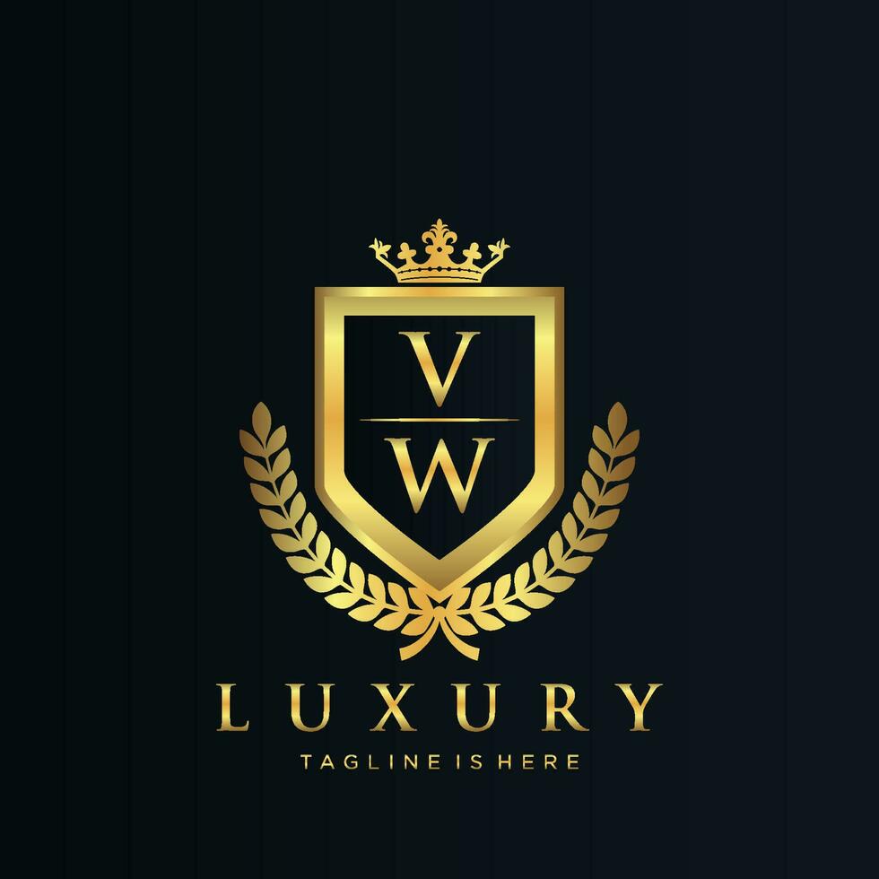 vw carta inicial com real luxo logotipo modelo vetor