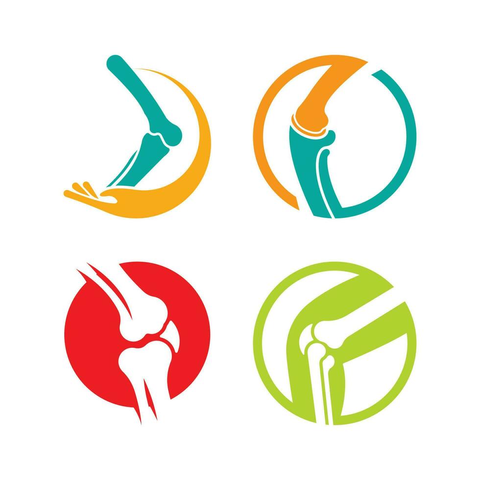 design de logotipo vetorial de ossos articulares para clínicas ortopédicas vetor