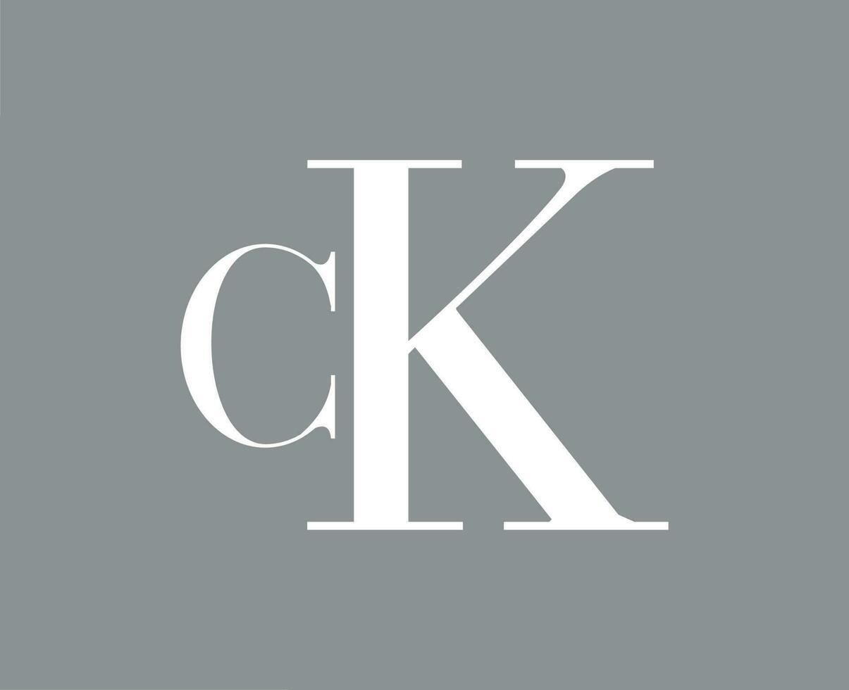 Calvin klein marca roupas logotipo símbolo branco Projeto moda vetor ilustração com cinzento fundo