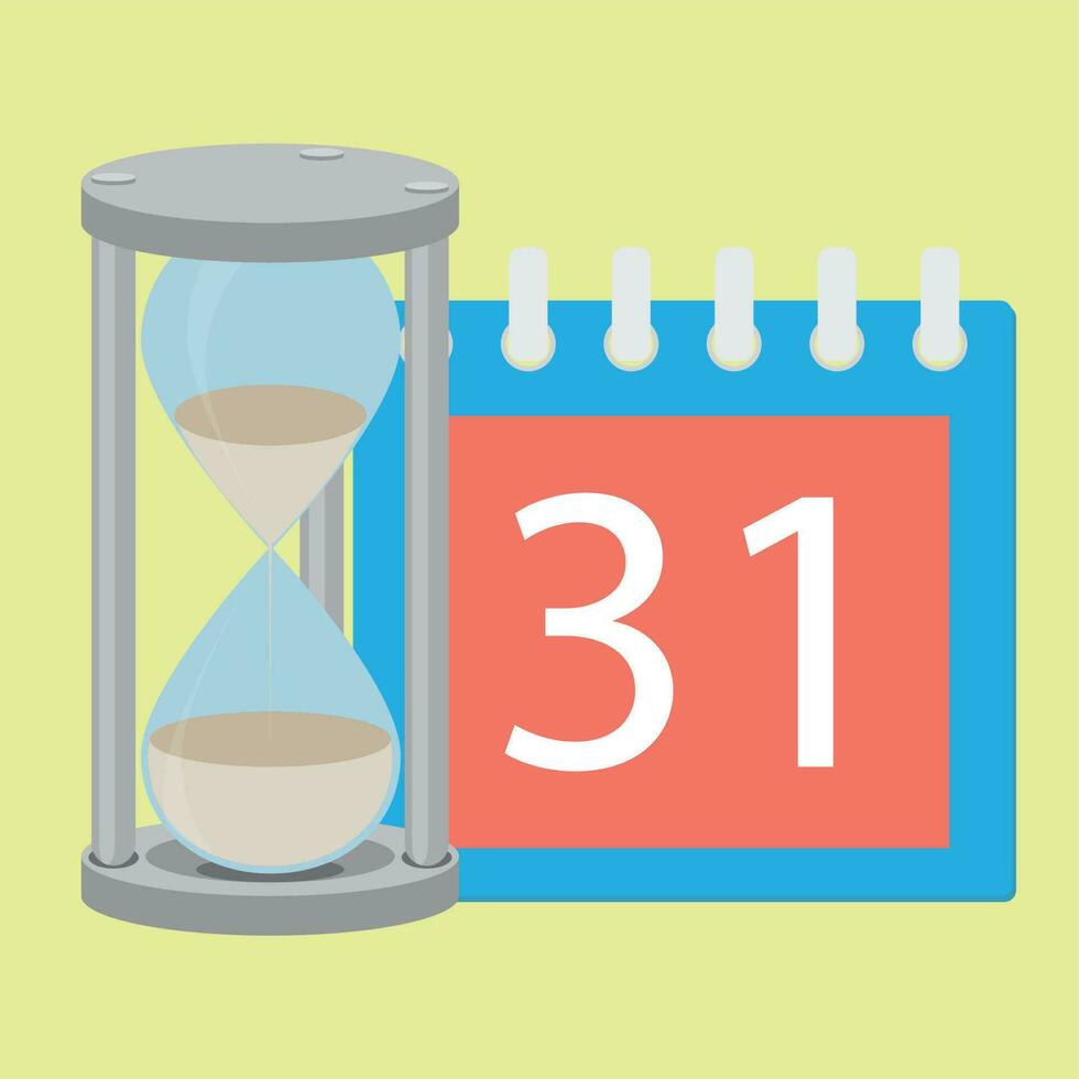 Tempo planejamento data limite ampulheta e calendário vetor