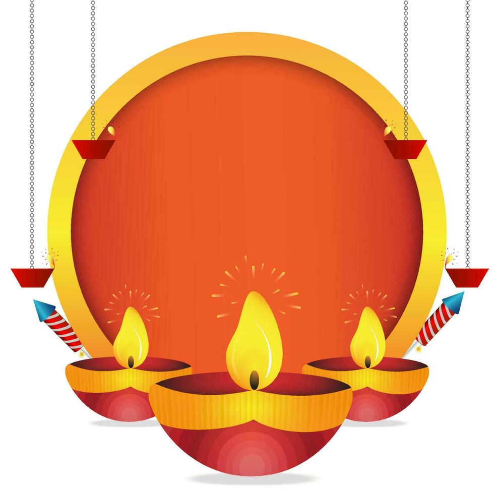 feliz diwali cumprimento ilustração com queimando diya para festival do luzes em diwali feriado fundo. vetor