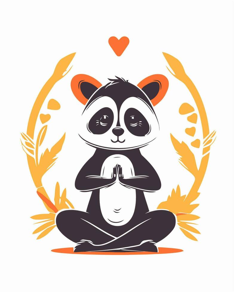 relaxado meditando panda vetor