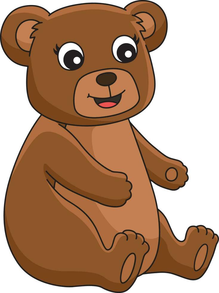 sentado Urso de pelúcia Urso desenho animado colori clipart vetor