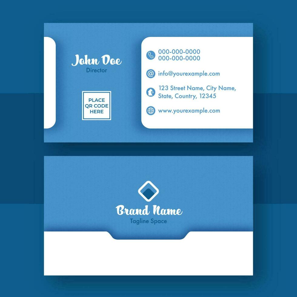 horizontal o negócio cartão modelo disposição dentro azul e branco cor. vetor
