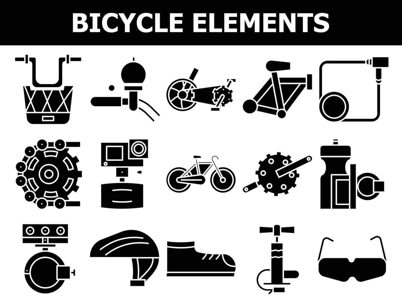 ilustração do glifo bicicleta ícone conjunto dentro plano estilo. vetor