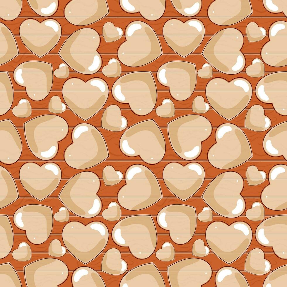 desatado coração padronizar em laranja de madeira textura fundo. vetor