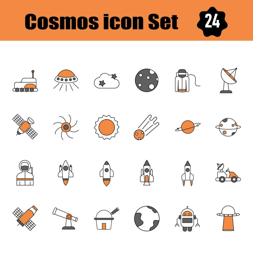 plano estilo conjunto do cosmos ícone. vetor