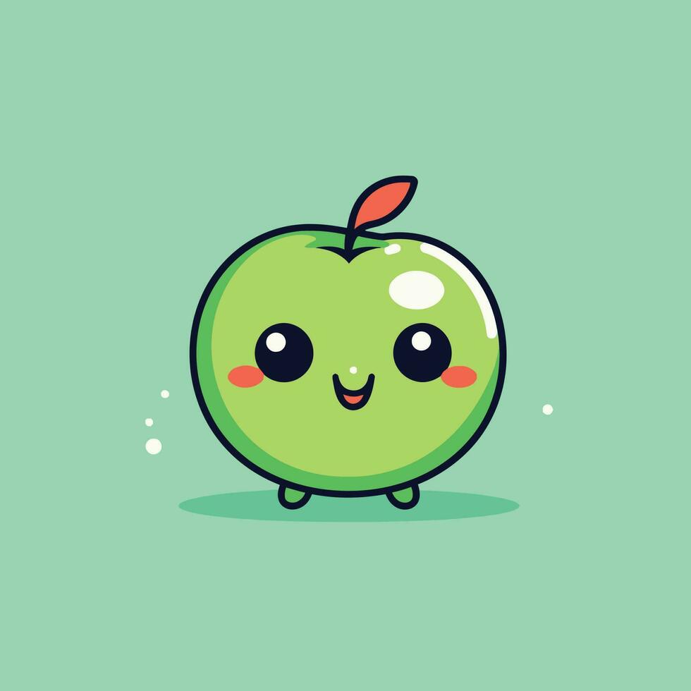 fofa kawaii maçã chibi mascote vetor desenho animado estilo