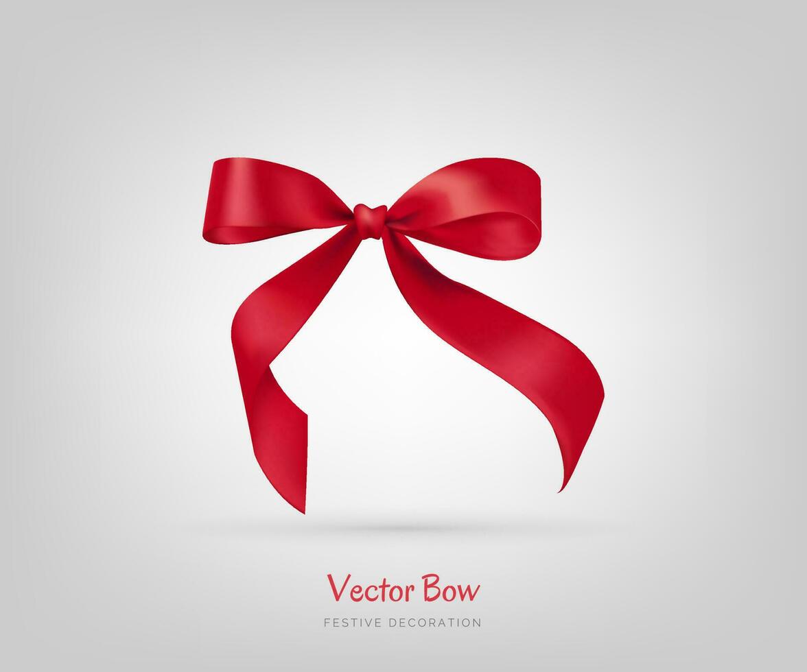 realista vetor ilustração do uma vermelho fita amarrado dentro uma arco em uma branco fundo para aniversários, aniversários, Natal, casamentos e de outros celebrações. perfeito para cumprimento cartões, faixas