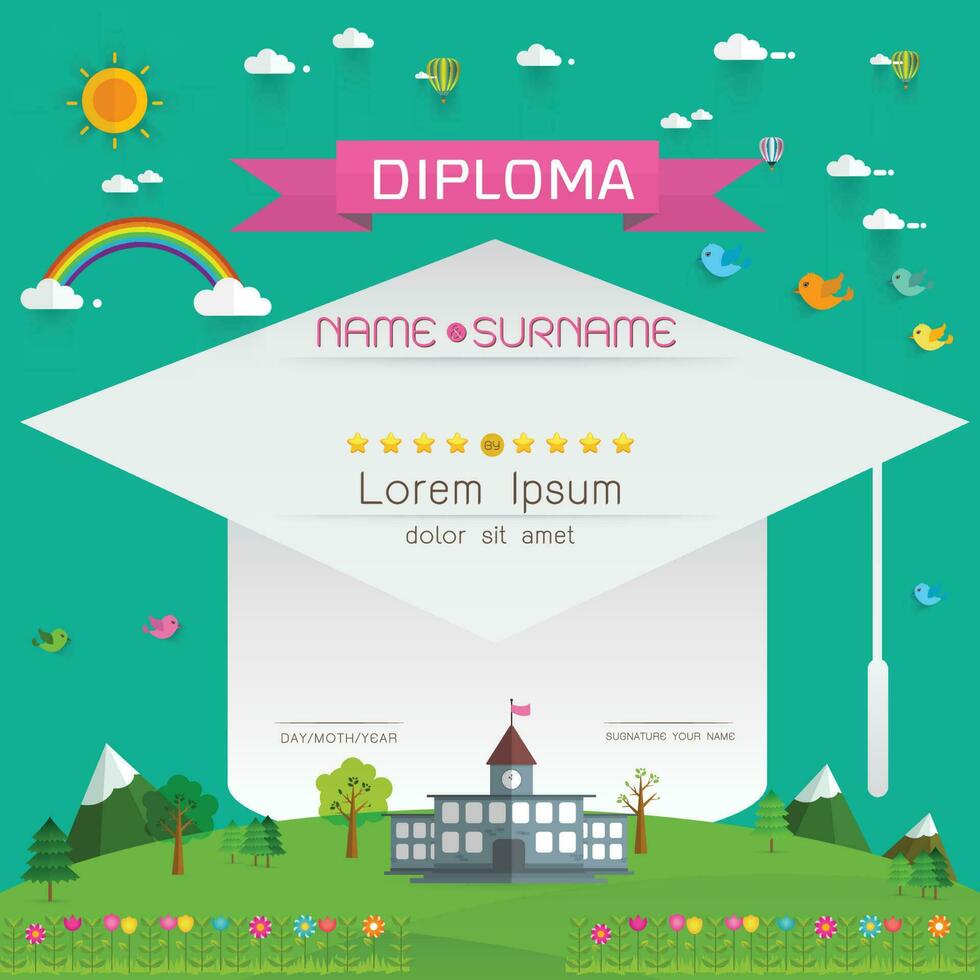 certificado diploma infantil vetor