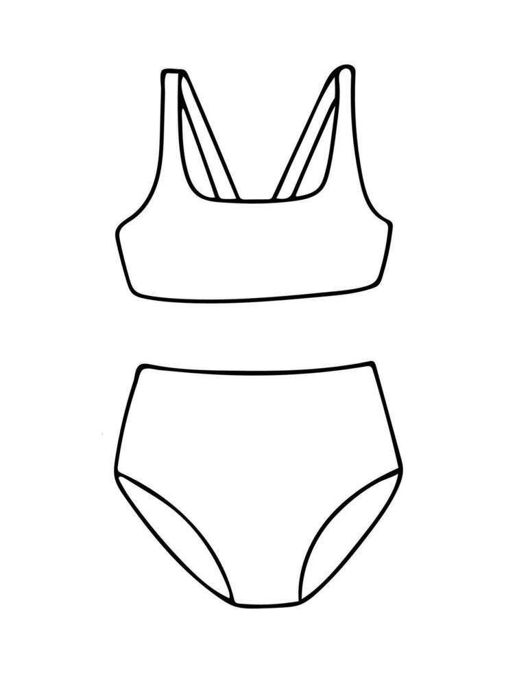 rabisco do fêmea roupa de banho isolado em branco fundo. vetor mão desenhado ilustração do verão de praia roupas. Boa para coloração livro.