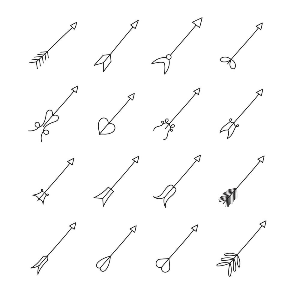 mão desenhado Setas; flechas elemento vetor ilustração conjunto isolado.