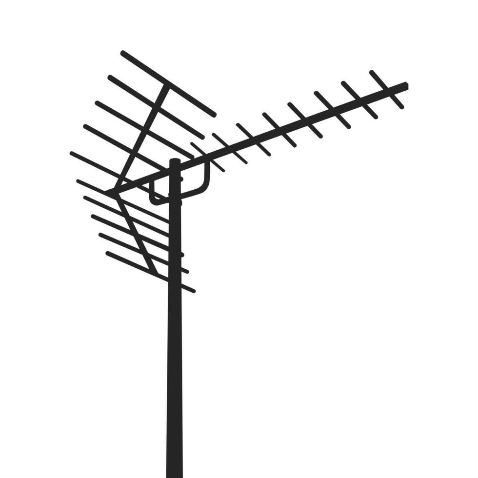 silhueta do televisão antena isolado em branco fundo vetor