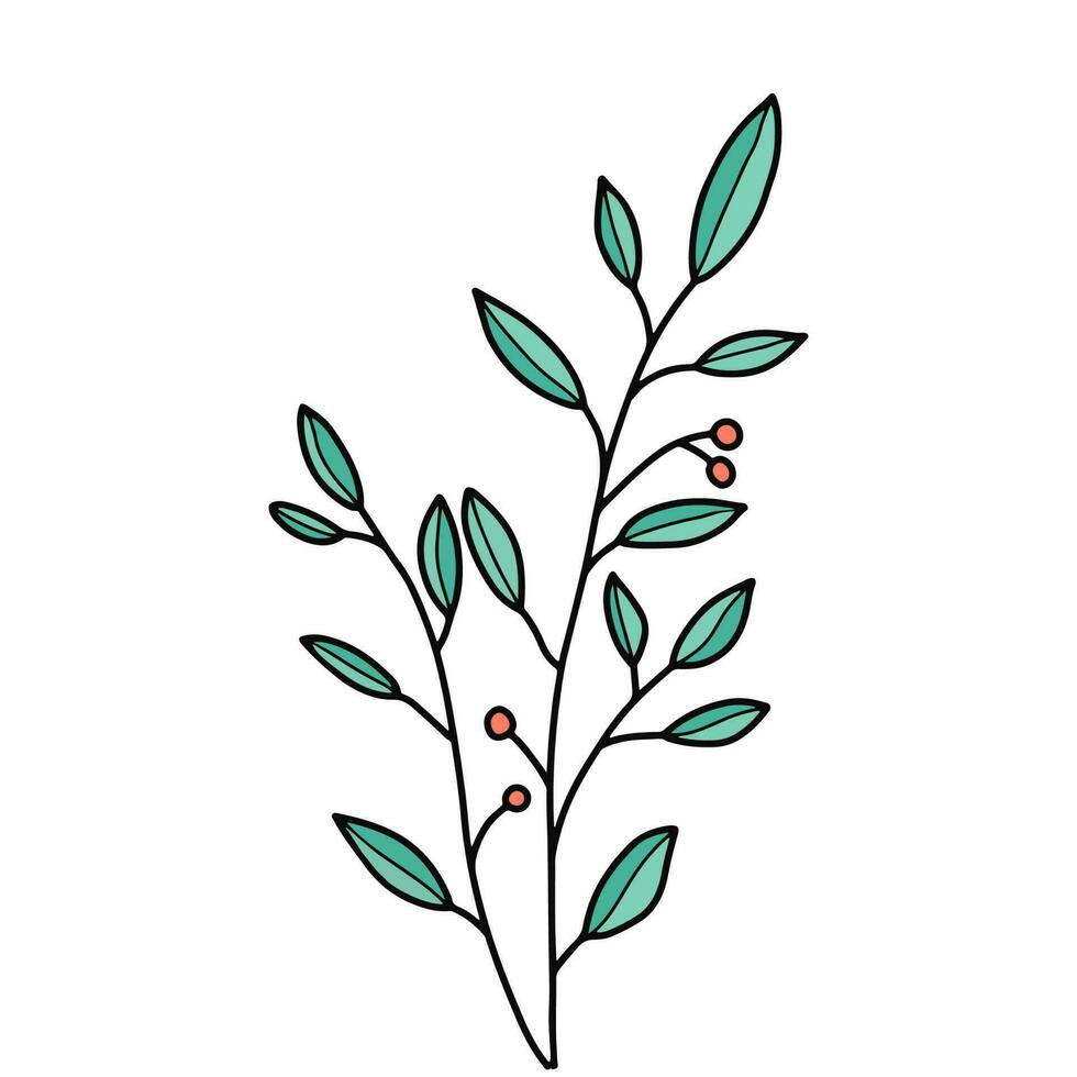 desenhado à mão arte flor e verde folhas minimalista tropical boho estilo. para cumprimento cartão, poster ou convite Projeto vetor