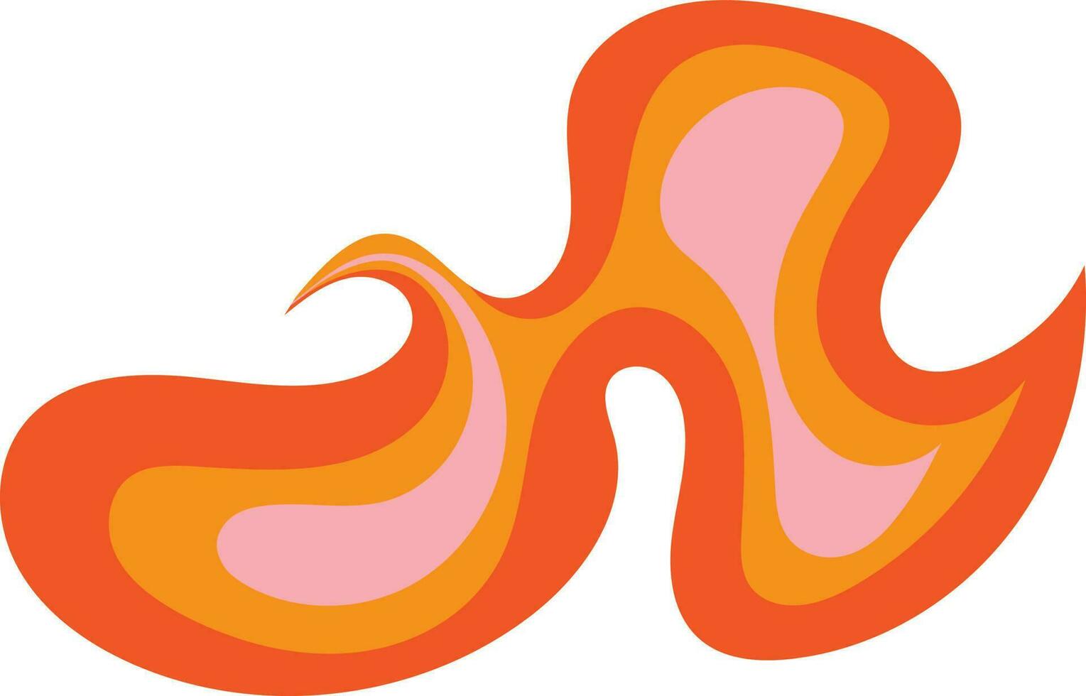 inflamar laranja retro ondulado psicodélico elemento ilustração vetor