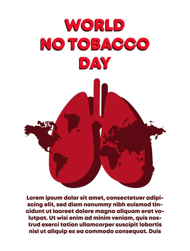 mundo não tabaco dia poster modelo com pulmões vertical bandeira vetor