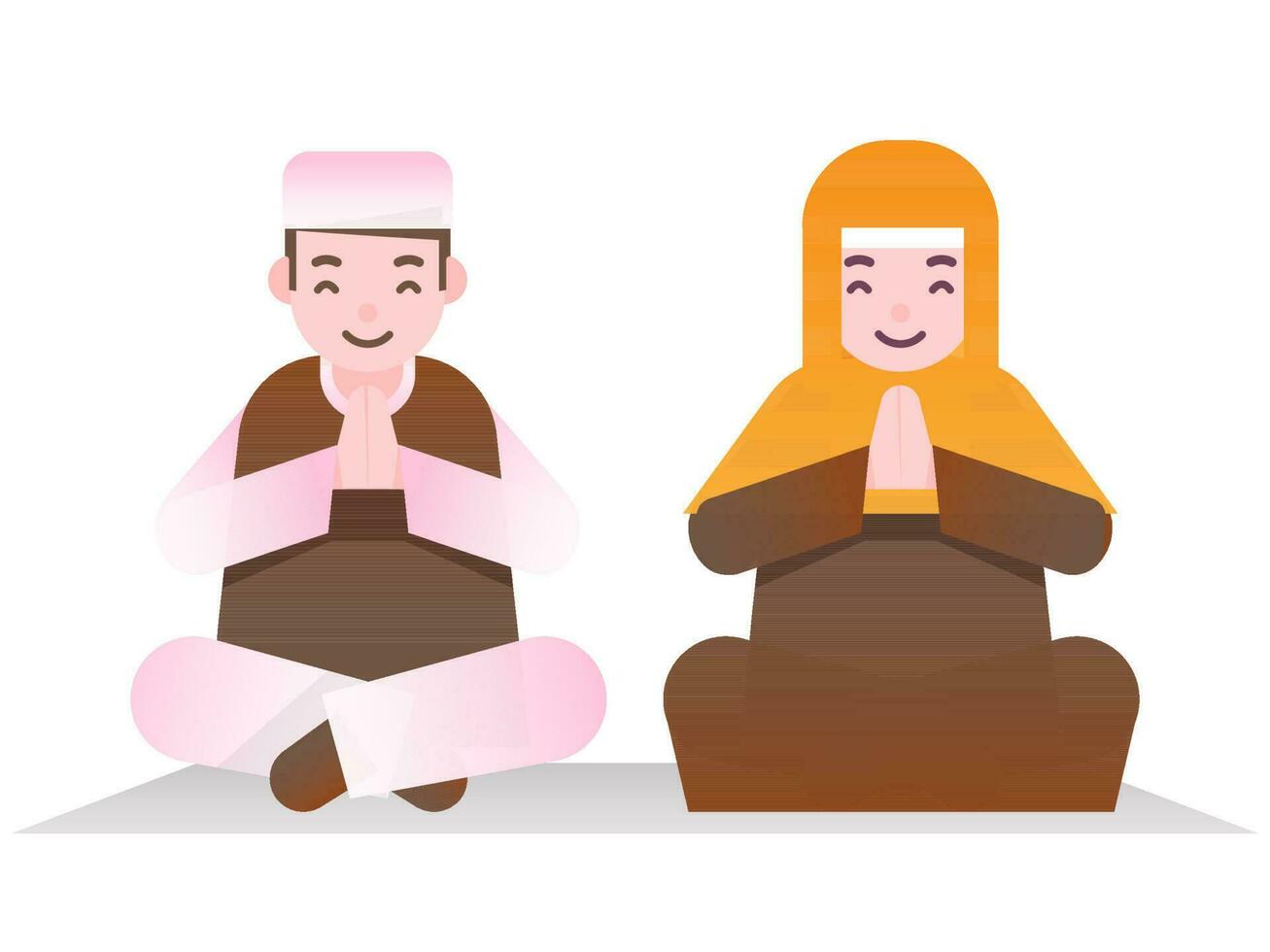 desenho animado muçulmano casal acolhedor dentro sentado pose. vetor