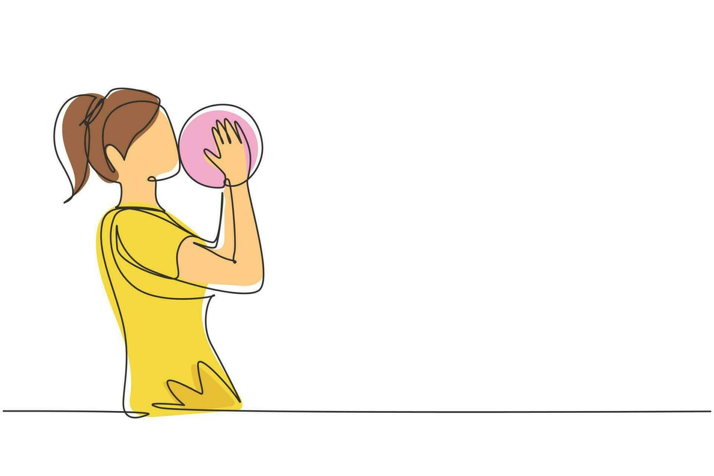 única linha contínua desenho jogador de futebol feminino beijando bola com orgulho. expressão feliz em competição de nível nacional. jogador profissional. ilustração em vetor desenho gráfico de uma linha