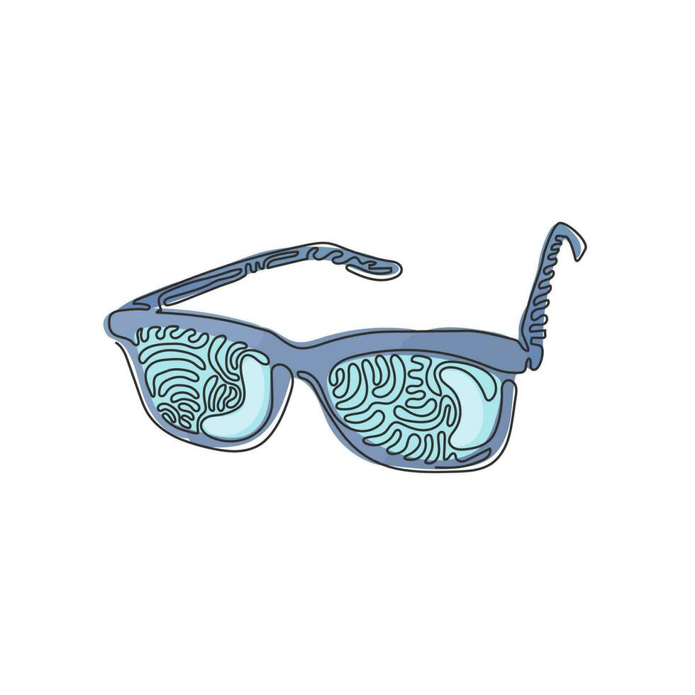 óculos pretos de desenho de linha contínua única. óculos da moda modernos. óculos hipster. óculos de leitura de moda preta. estilo de onda de redemoinho. uma linha desenhar ilustração em vetor design gráfico