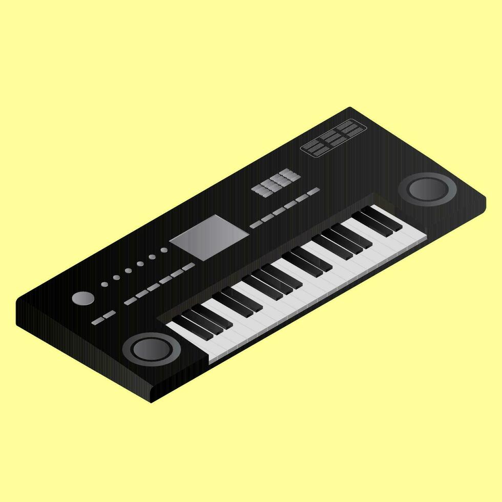 3d piano teclado em amarelo fundo. vetor