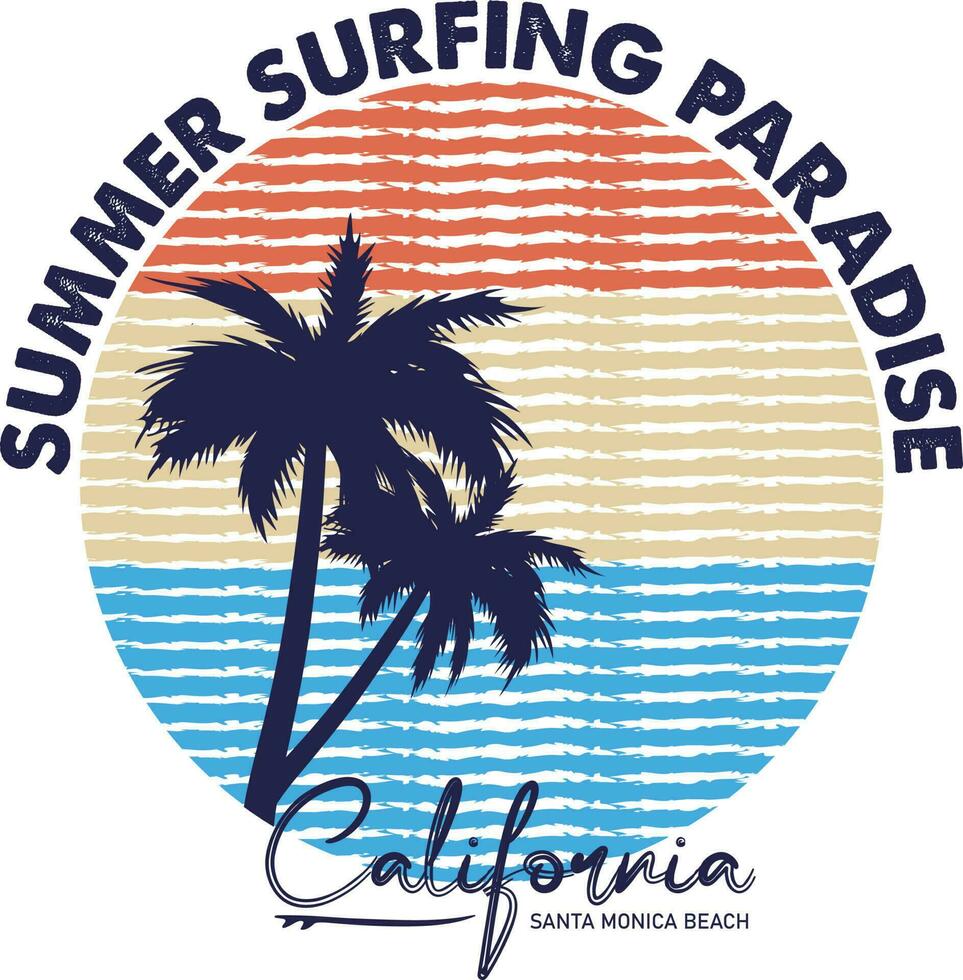 verão surfar paraíso Califórnia santa monica de praia camiseta Projeto vetor