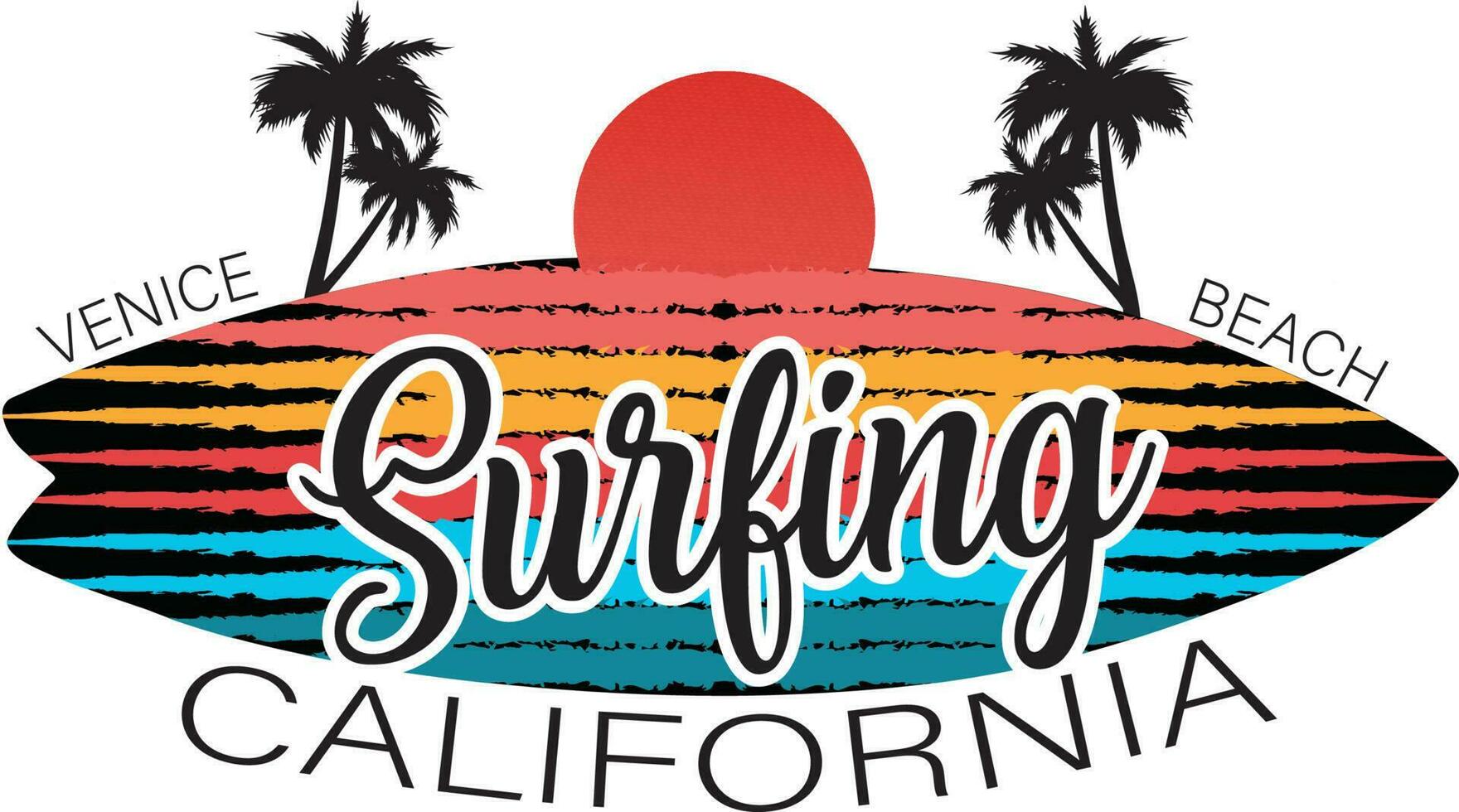 Veneza de praia surfar Califórnia camiseta Projeto vetor ilustração