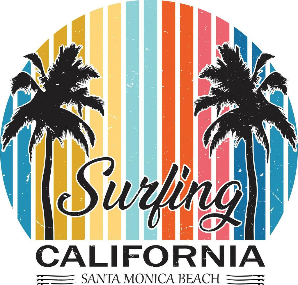 surfar Califórnia santa monica de praia camiseta Projeto vetor ilustração