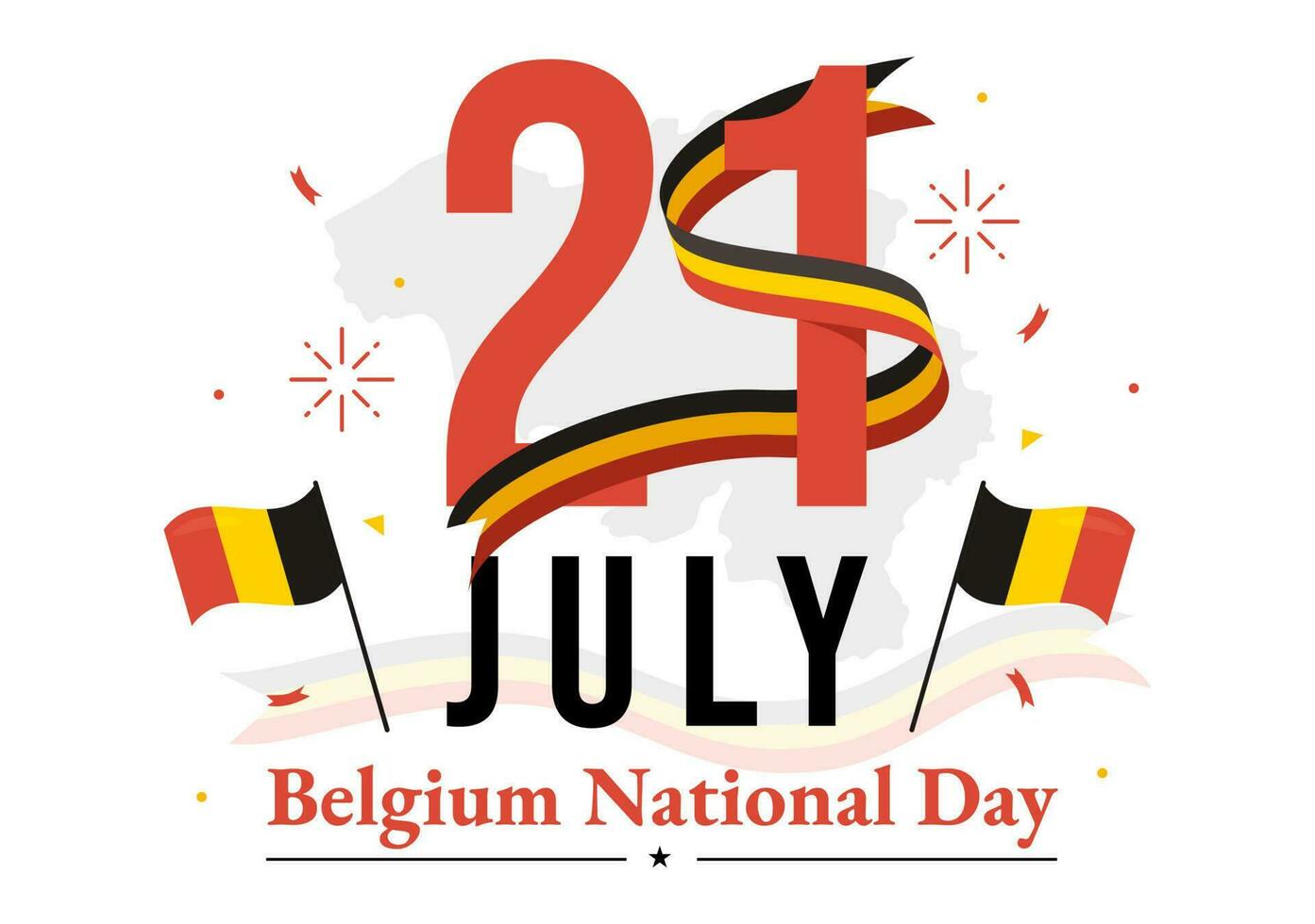 feliz Bélgica independência dia em Julho 21 vetor ilustração com acenando bandeira fundo dentro plano desenho animado mão desenhado para aterrissagem página modelos