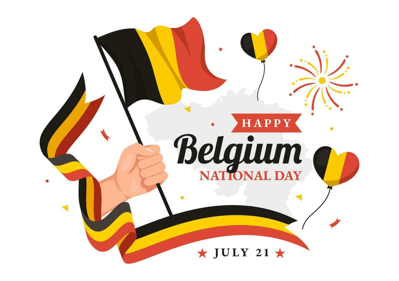 feliz Bélgica independência dia em Julho 21 vetor ilustração com acenando bandeira fundo dentro plano desenho animado mão desenhado para aterrissagem página modelos
