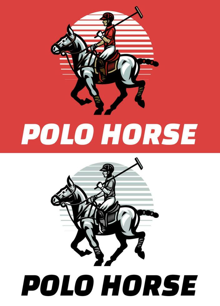 conjunto do pólo cavalo esporte dentro simples mascote logotipo estilo vetor