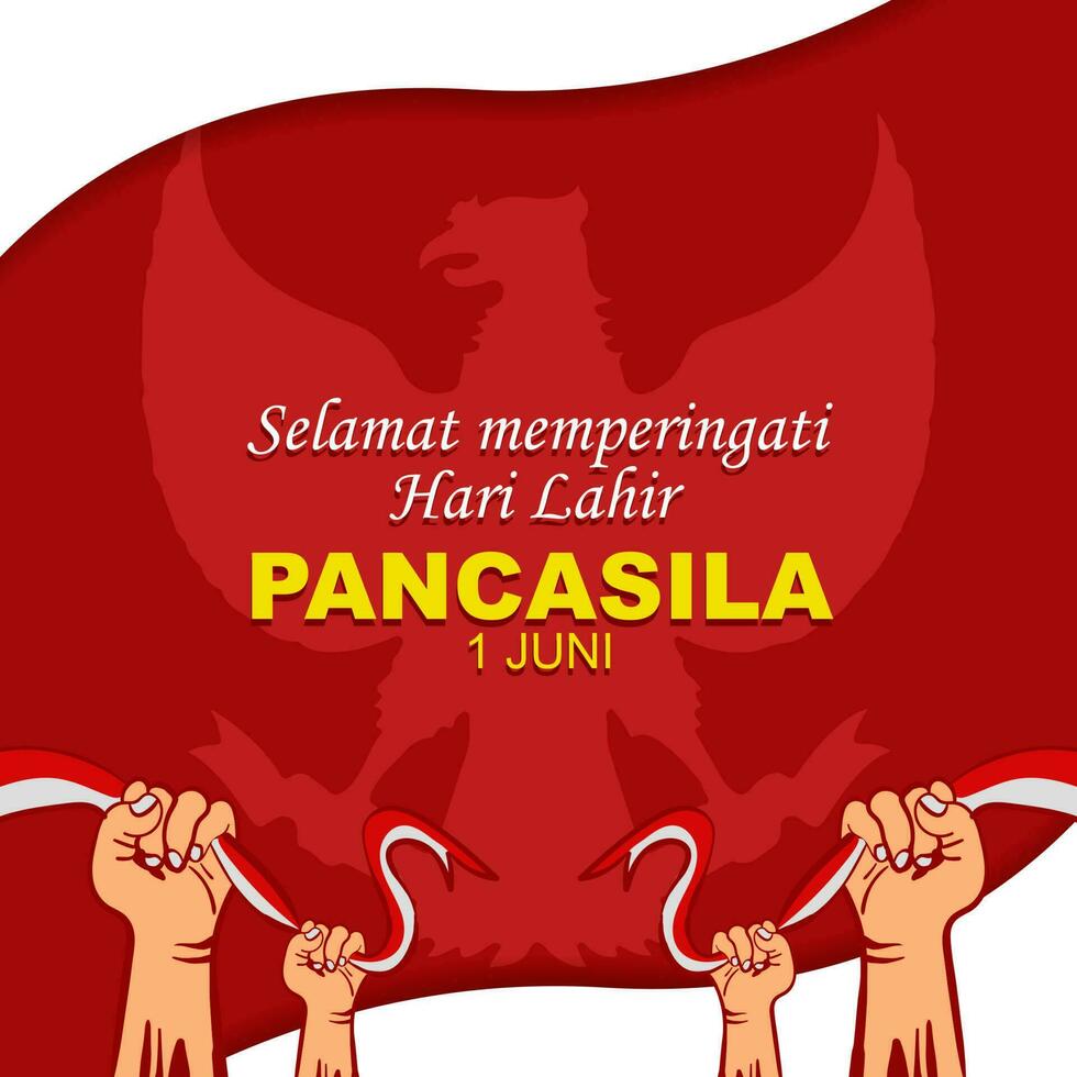 feliz pancasila dia Junho 1, indonésio nacional feriado, cumprimento Projeto com garuda decoração vetor