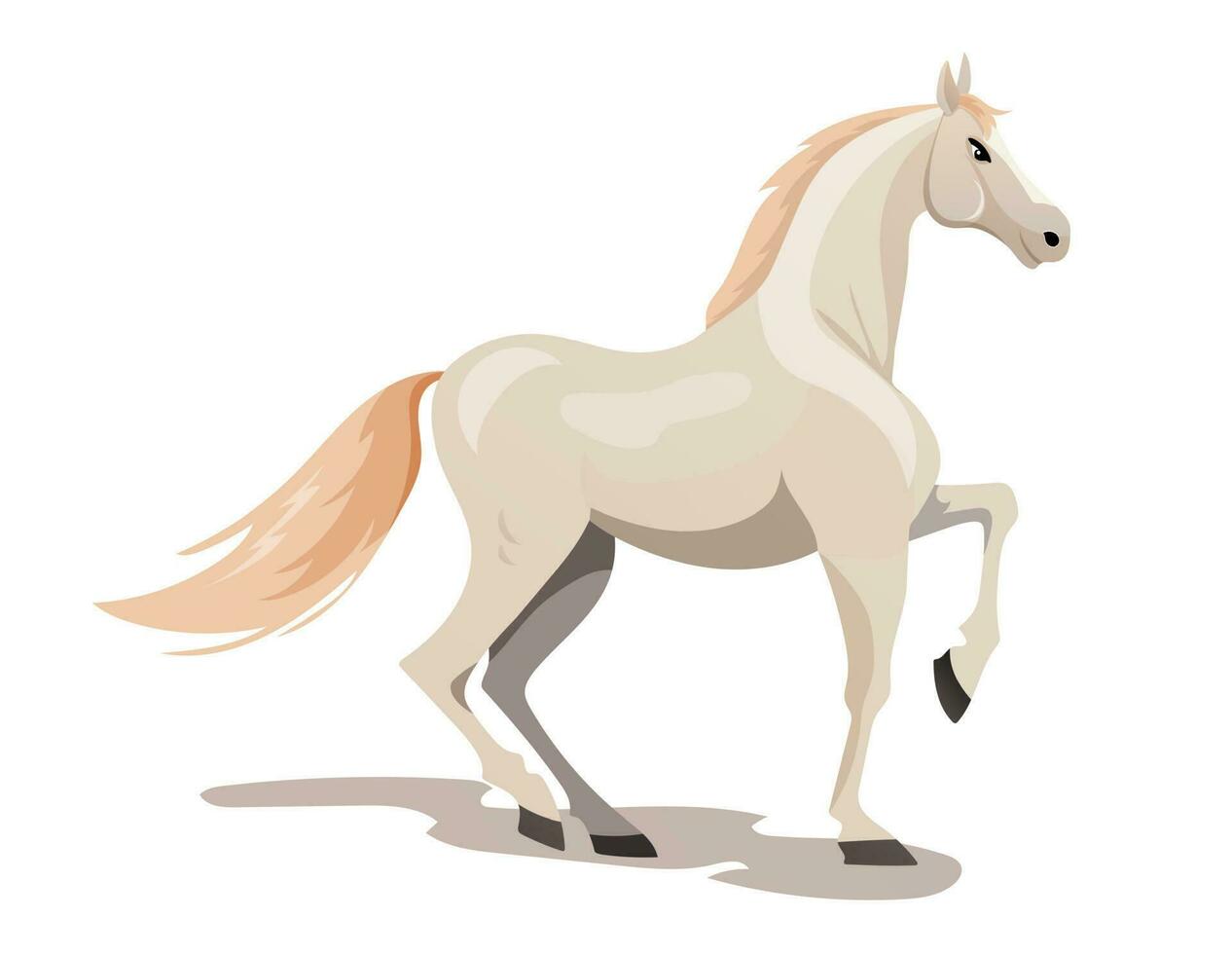 branco desenho animado cavalo em uma branco fundo. a cavalo é chegando. vetor